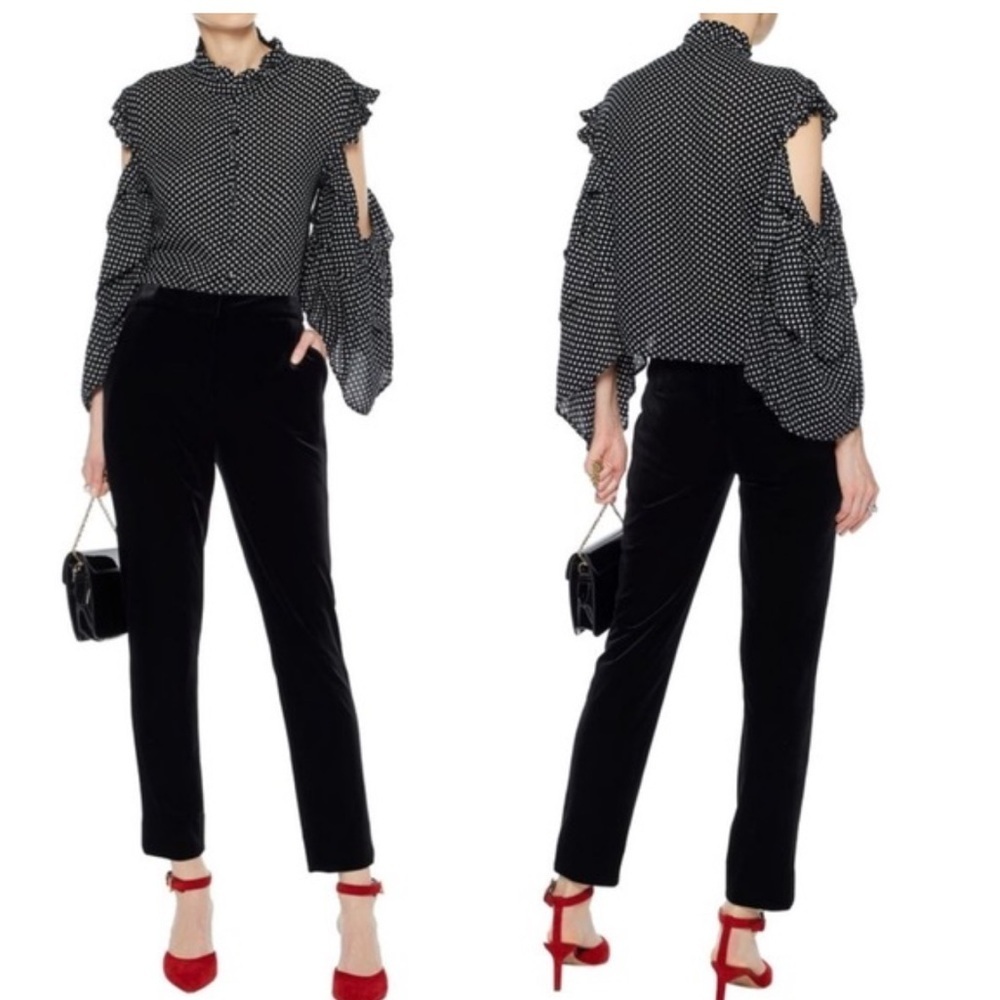 *DIANE VON FURSTENBURG* Black Straight Leg Velour Velvet Pants Size 4